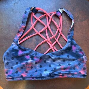 lululemon athletica Strappy Sports Bra - blue/orange, polka dot